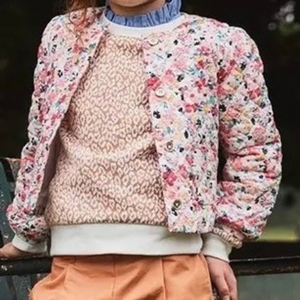 Janie and Jack Girls Quilted Floral Jacket Sz 6 Lightweight, Button Front